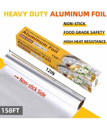 Katbite Non Stick Aluminum Foil Roll 12 Inch 158 Sq.Ft - Ideal for Grilling, Roasting, BBQ, Baking & Catering | One-Side Non-Stick Coating - Buy Online on GoSupps.com