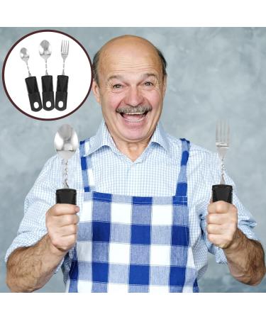 ULTECHNOVO 3pcs Bendable Cutlery Set for Adults Handicapped - Stainless Steel Adaptive Fork, Spoon & Handicap Flatware - Ideal for Parkinson's, Elderly & Disabled - Modular Rubber Grip - Buy Online on GoSupps.com