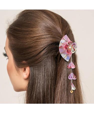 Gadpiparty 1 Pair Hair Jewelry Hair Clips for Girls Japanese Style Barrette Flower Tassel Hairpin Fan Barrettes Hair Accessories for Girls Hair Clips for Thick Hair Bride Decorate Metal Cloth - Buy Online on GoSupps.com