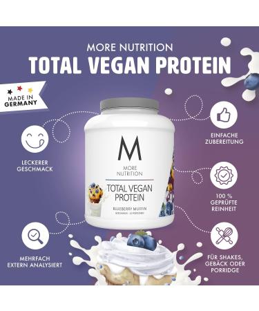 Buy MORE NUTRITION Total Vegan Protein - Blueberry Muffin - 600g | Plant-Based Protein Powder for Optimal Nutrition - Buy Online on GoSupps.com