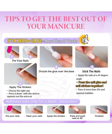 KXAMELIE Hot Pink Square French Press on Nails - Colorful Swirls French Tips - 24 PCS Reusable Full Cover Glossy Gel Nails for Women and Girls - Buy Online on GoSupps.com