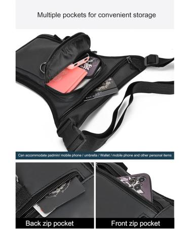 Fenteer Waterproof Outdoor Thigh Pocket Hip Bag - Zippered Durable PU Material for Men & Women - Excellent Workmanship - Black - Buy Online on GoSupps.com