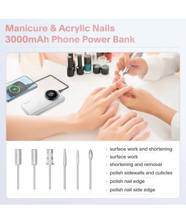 Portable Rechargeable 35000RPM Electric Nail Drill for Acrylic Gel Nails - Professional Manicure Pedicure Tool for Home and Salon Use (Silver) - Buy Online on GoSupps.com