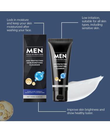  Hengxuan Gentle moisturizing facial cleanser with amino acids for men for oily and dry skin deep pore cleansing without tightness brightening and sebum control 100 g (2) - Buy Online on GoSupps.com