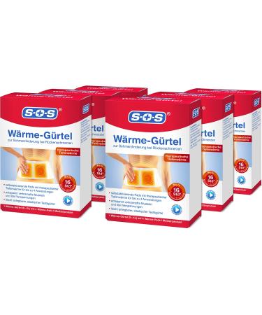 SOS heat belt for pain relief for back pain belt with heat pads in cramped muscles and tension (6 x thermal strap 4 heat pads each) 6 Series Pack