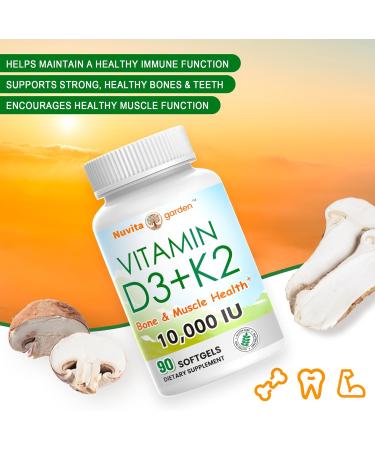 NoMiLu 2 Pack Vitamin D3 + K2 - Support Immune Support Bone Health & Heart Health* - Vitamin D with MK-7 (Vitamin K2) - Gluten-Free - 90 Softgels - 10 000 IU - Buy Online on GoSupps.com