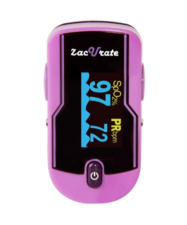 Zacurate 500E Premium Fingertip Pulse Oximeter Oximetry Blood Oxygen Saturation Monitor with Silicon Cover Batteries and Lanyard (Mystic Purple)
