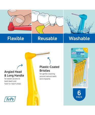 TEPE Angle Yellow Blister 6 pc - Premium Dental Cleaning Tools - Buy Online on GoSupps.com