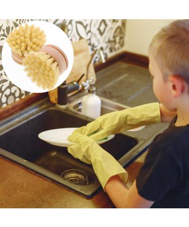 Solustre 2-Pack Sisal Cleaning Spot Brush Head - Wooden Kitchen Scrubber Replacement for Dishware & Pots - Buy Online on GoSupps.com