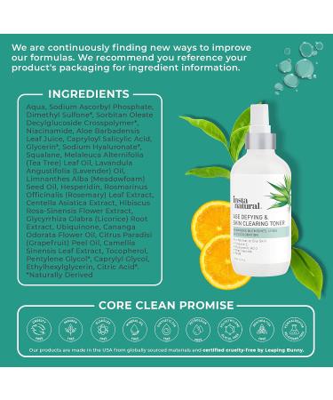 InstaNatural Age Defying & Skin Clearing Toner | Anti-Aging & Acne Treatment - 4 fl oz - Buy Online on GoSupps.com