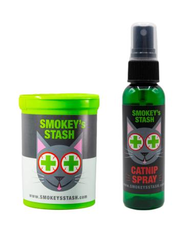 Smokey's Stash Cat Catnip Spray and Dried Organic Catnip Combo Maximum Potency cat nip Bundle