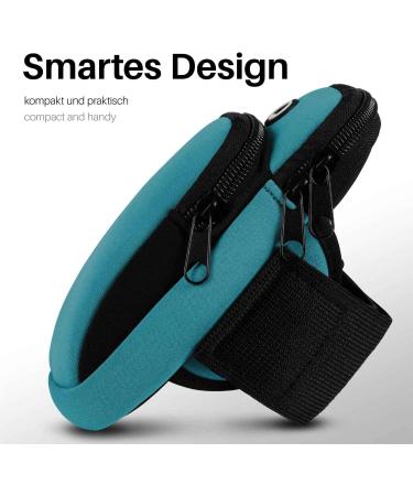 Moex Jogging Cell Phone Bag for iPhone 14 Pro - Lightweight Neoprene Arm Holder with 2 Compartments - Perfect Sports Running Bracelet - Blue - Buy Online on GoSupps.com