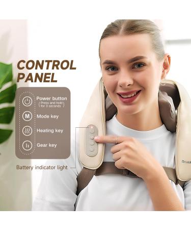 Neck Massager for Pain Relief | 5D Deep Tissue Kneading Massage Pillow with Heat - Ideal Gift for Women Moms & Dads | Beige - Buy Online on GoSupps.com