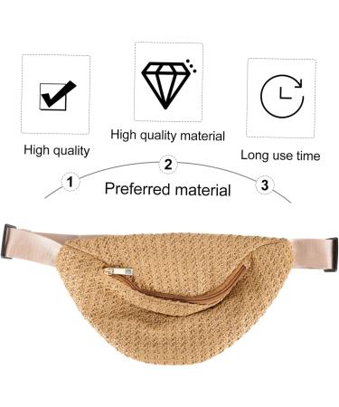 jojofuny 1pc Straw Shoulder Chest Bag Mini Belt Bag Summer Fanny Bag Simulation Straw Chest Bag Fashion 31x16x2cm Dark Brown - Buy Online on GoSupps.com