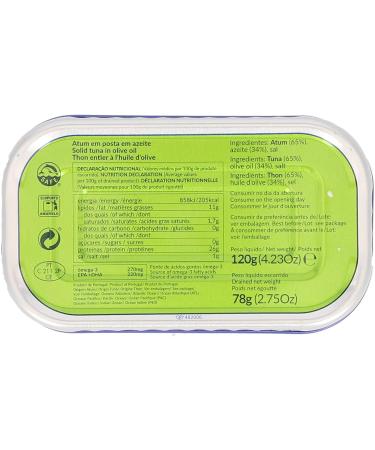 Whole tuna in olive oil "Bom Petisco" Or 1 can of 120g - Buy Online on GoSupps.com