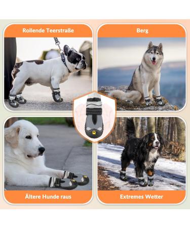 Eyin Dog Shoes for All Sizes | Water Repellent Non-Slip Paw Protection | Reflective Velcro Fastener | Ideal for Outdoor Sports | Size 8 (Width 7.3 cm) - Gray (2 Pieces) - Buy Online on GoSupps.com