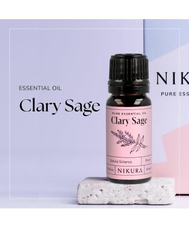 Nikura Clary Sage Essential Oil 50ml - 100% Pure Natural Oil for Aromatherapy | Vegan & UK Made - Stress Relief & Calming Benefits - Buy Online on GoSupps.com