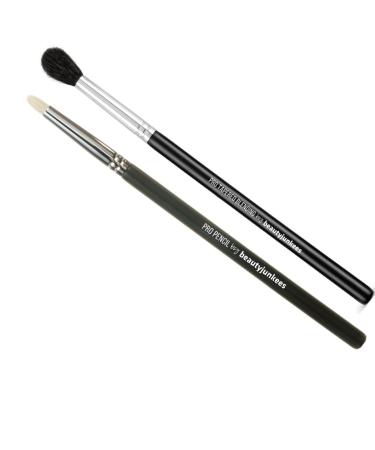 Eyeshadow Blending Makeup Brushes Set 2pc Beauty Junkees Professional Eye Shadow Blender Make Up Brush Tapered Bristles for Blended Crease and Pencil Eyeliner Smudger Premium Quality
