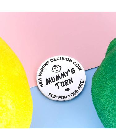 New Baby Decision Coin for Mom and Dad - Funny Pregnancy Gift for First Time Parents - Double-Sided Silver Coin for Christmas or Birthday Present - Buy Online on GoSupps.com