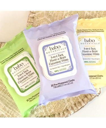 Babo Botanicals 3-in-1 Cleansing Wipes - Organic Calendula & Oat - Sensitive Skin - 30 ct - Buy Online on GoSupps.com