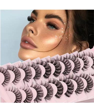False Eyelashes Russian Strip Lashes - D Curly Natural Wispy Fluffy Thick Volume - 10 Pairs Handmade Reusable Fake Lashes Extension - 5 Style Mix - Buy Online on GoSupps.com