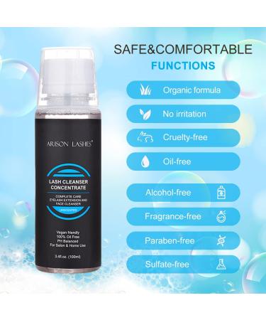 Eyelash Cleaner Concentrate 100ml Set | Paraben & Sulfate Free | For Extensions & Natural Lashes | Salon & Home Use | Makeup Remover | Unscented - Buy Online on GoSupps.com