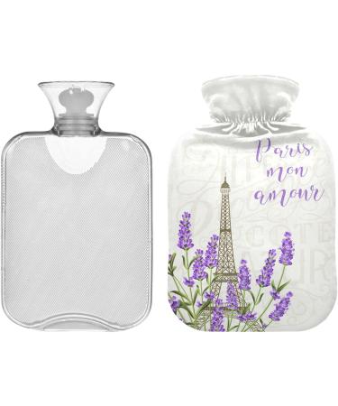 NAANLE Eiffel Tower Hot Water Bottle - Lavender Cover for Pain Relief & Warmth | 1L Transparent Heat Bottle - Buy Online on GoSupps.com