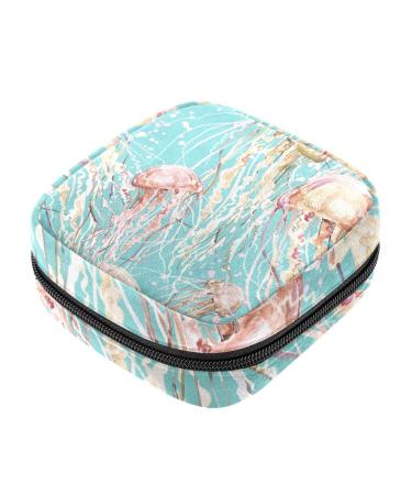 Women bands storage bag menstrual cup pocket girl travel big capacity make-up women bandage organizer watercolor jellyfish jellyfish