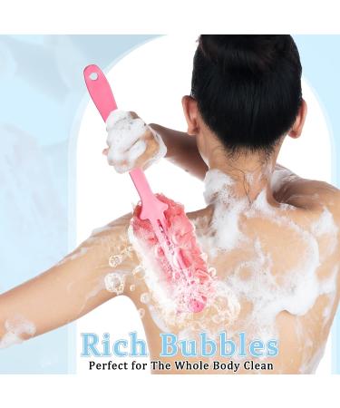 9-Piece Long Handled Loofah Body Scrubber Set - Shower Loofah on a Stick for Men, Women, Elderly - Bath Sponge Pouf Brush - Nylon Mesh, 17 Inch - Buy Online on GoSupps.com