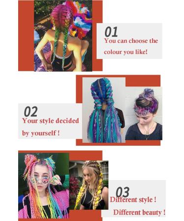 Colorful Jumbo Braiding Hair Extensions - 4 Tone Ombre Synthetic Braid - 60cm Purple to Blue to Yellow to Orange - Buy Online on GoSupps.com