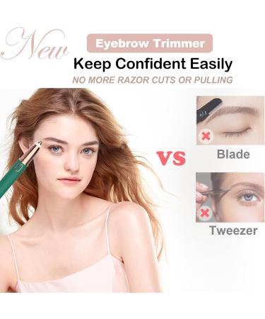 Eyebrow Trimmer for Women - Painless Electric Razor with LED Light for Eyebrows Face Nose Ear Chin and Bikini Detail - Battery Operated (Green - Buy Online on GoSupps.com