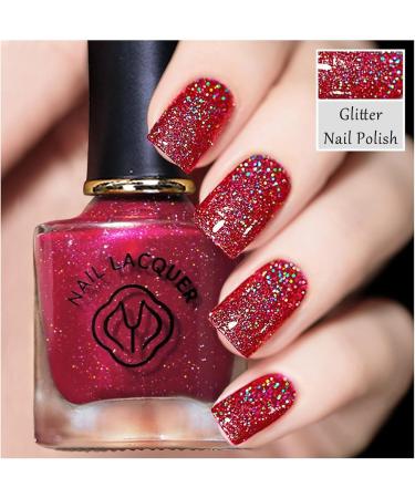 Glitter Nail Polish Set - Glitter Nail Varnish Set - 4PC Red Pink Orange Glitter Sparkle Quick Dry Oil-Based Formula Nail Polish - No Need Cure Nail Paint for DIY Nail Art - Buy Online on GoSupps.com
