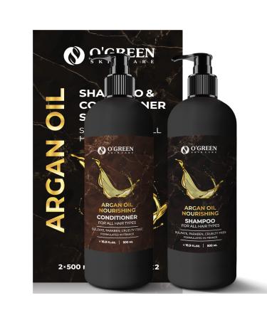Moroccan Argan Oil Shampoo and Conditioner SLS Sulfate Paraben Salt Free - Thickening for Fine/Thin Hair - Safe for Color and Keratin Treated Hair Best Gift Set for Damaged  Dry  Curly or Frizzy Hair