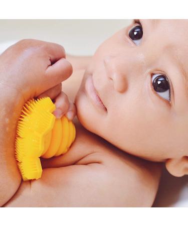 ScrubBEE Silicone Scrubber for Kids - Promotes Independent Hand & Body Washing - Easy Grip Handle - Ultra Soft Bristles - BPA Free - Yellow - Buy Online on GoSupps.com