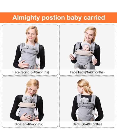 Newborn Baby Carrier Sling | Ergonomic 4-in-1 Design | 3-48 Months | Grey - Buy Online on GoSupps.com
