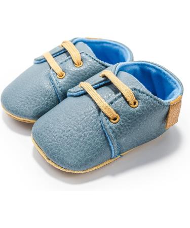 Baby Boys Girls Anti-Slip First Walking Shoes 12-18 Months Blue - PU Leather Oxford Loafer Flats - Buy Online on GoSupps.com