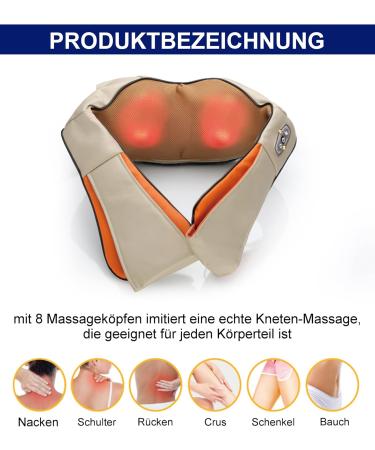 Pokar Neck Massage Device with Heat - 3D Shiatsu Pillow for Shoulder & Back Pain Relief at Home | Adjustable Speeds & Electric Massage - Buy Online on GoSupps.com