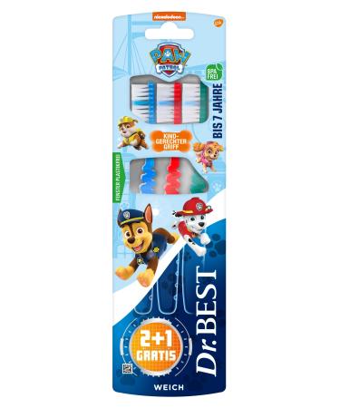 Dr.BEST Paw Patrol Toothbrush Soft (2 pieces + 1 piece free) soft bristles and child-friendly handle - Buy Online on GoSupps.com