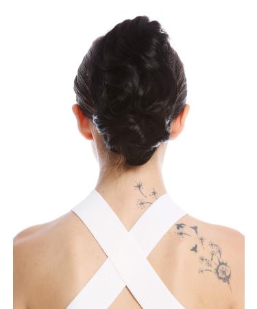 WIG ME UP - 1028-V-1 hairpiece braid ponytail short voluminous wavy black 20 cm