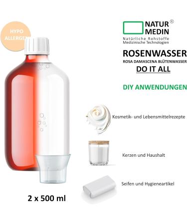 Hypoallergenic Rose Water 1 000 ml | 100% Natural Edible Skin & Hair | NATURMEDIN  - Buy Online on GoSupps.com