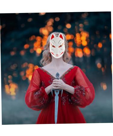 Garneck Fuchsmaske Half Face Cosplay Mask | White Japanese Fox Masquerade Mask for Parties & Festivals | Anbu Fox Dress Up Decoration - Buy Online on GoSupps.com