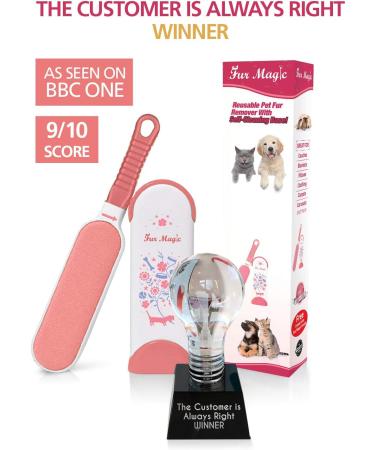 Fur Magic Pet Hair Remover Lint Brush - Self-Cleaning Base - Double-Sided Brush for Dog and Cat - Pink Limited Edition - Buy Online on GoSupps.com