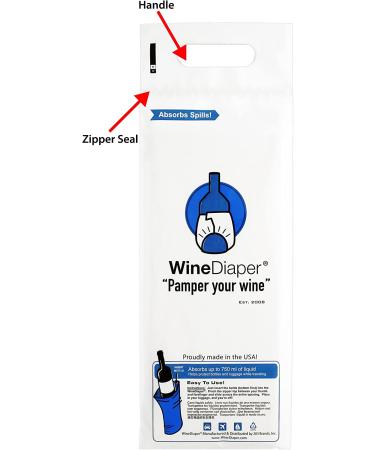Wine Diaper - Reusable Travel Wine Bottle Bags (3 Pack) | Protective & Absorbent | Made in USA - Buy Online on GoSupps.com