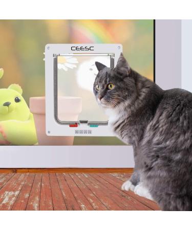 CEESC Large Cat Door 11x9.8 - 4 Way Locking for Windows & Sliding Glass - Weatherproof Cat Flap for Cats & Dogs - 24.8 Circumference, White - Buy Online on GoSupps.com