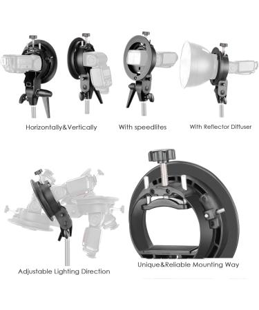 Neewer S-Type Bracket Holder with Bowens Mount - Speedlite Flash Snoot Softbox Beauty Dish Reflector Umbrella Stand - Buy Online on GoSupps.com