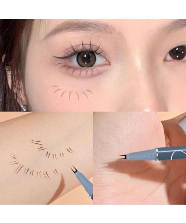 Waterproof Eyeliner Double Tip Lower Eyelash Pencil Waterproof Dual Pronged Bottom Eyelashes Long Lasting Eye Liner Liquid Eyeliner Natural 3D Under Lashes for Eye Makeup Black - Buy Online on GoSupps.com