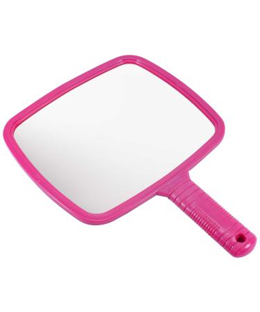 TRIXES Hand Mirror Salon Hairdresser Hand Held Mirror for Hairdressing and Beauty for Professional Barbers and Hairdressers Pink Wide Angle 20 x 17.5cm