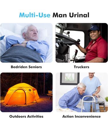 UNLICON 1000ml Portable Male Urinals for Elderly Men - Pack of 2 | Spill Proof Urine Bottles with Lid for Car Travel & Incontinence - Buy Online on GoSupps.com