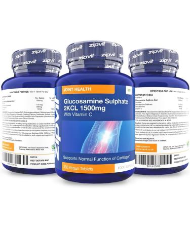 Glucosamine Sulphate 1500mg with Vitamin C | 360 Vegan Tablets | Joint Cartilage Support | 12 Month Supply from UK Supplier - Buy Online on GoSupps.com