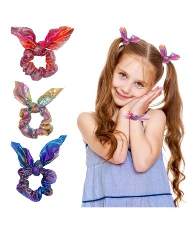 12 Pieces Rabbit Ear Hair Scrunchies for Women, Girls, Kids - Bow Knot Hair Ties Ponytail Holders - Buy Online on GoSupps.com